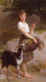 埃米爾 穆尼爾 young girl with goat and flowers